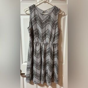 Gray Textured Chevron Lace Dress